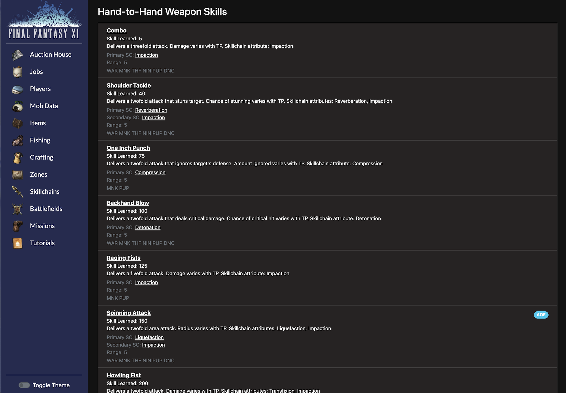 ffps h2h weapon skills