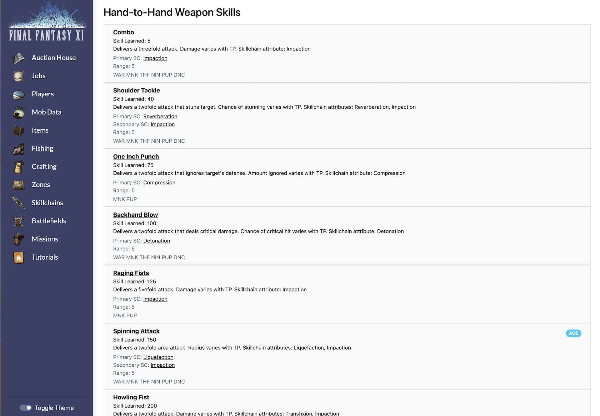ffps h2h weapon skills
